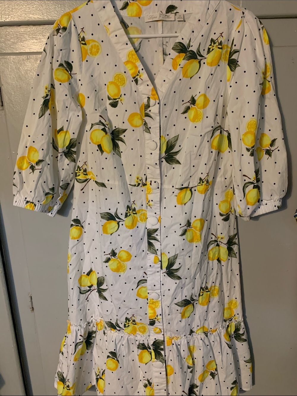 Lipsy White Lemon-Print Button Maxi Dress with Yellow Accents